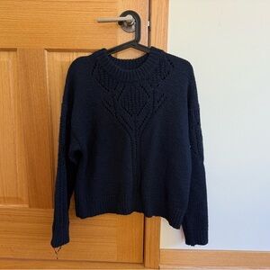 Old Navy Blue Textured Sweater with Decorative Peepholes